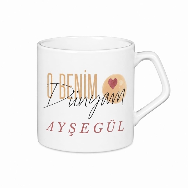 Özel Baskılı Kupa Bardak Afilli Beyaz DGNKBAB002
