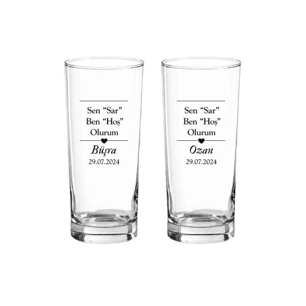 Çift Rakı Bardağı Özel Baskılı DGNRK005
