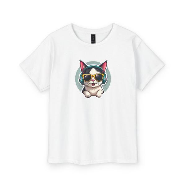 Çocuk T-Shirt Gözlüklü Kedi Baskılı